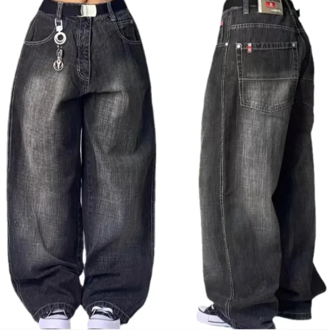 Vintage High-Waist Distressed Wide-Leg Jeans